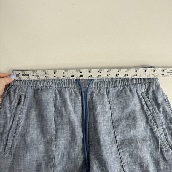 Athleta Retreat Linen Pants Womens 12 Petite Blue Jogger Beach Coastal Travel - Picture 8 of 13